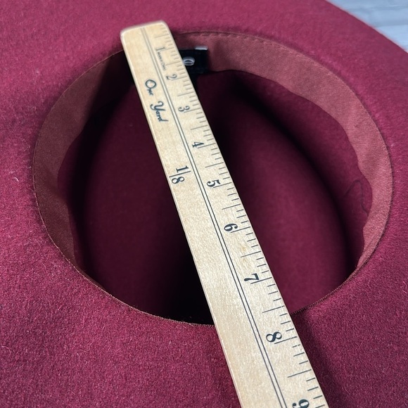 Bebe Burgundy Wine Wool Felt Wide Brim Fedora Hat Women's One Size - Picture 10 of 14